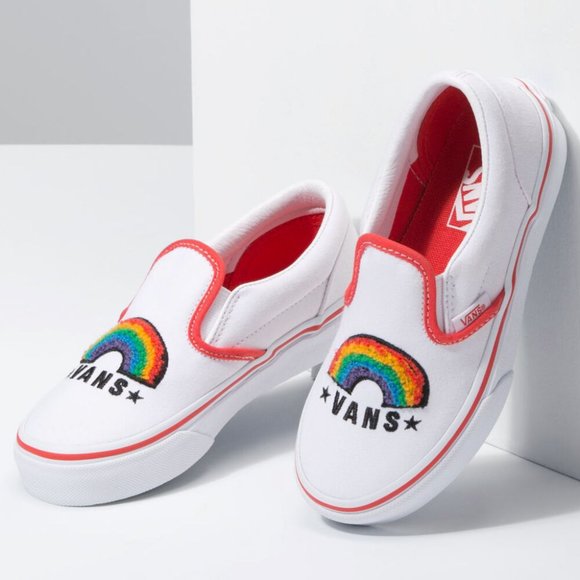 Vans Shoes - NWT Vans Chenille Rainbow Slip-On Sneakers